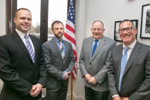 Sen. Padden (second from right) meets Wednesday with nurse anesthetists Robert Revels, Brian Carrol and Darryl Duvall.